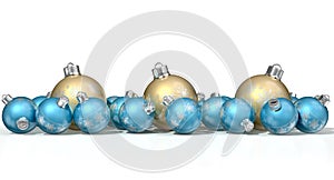 Ornate Matte Gold And Blue Christmas Baubles