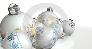 Ornate Matte White Christmas Baubles