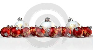 Ornate Matte White And Red Christmas Baubles
