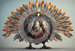 ornate mecha turkey thanksgiving 4k