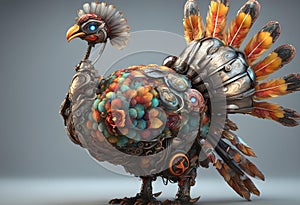 ornate mecha turkey thanksgiving 4k