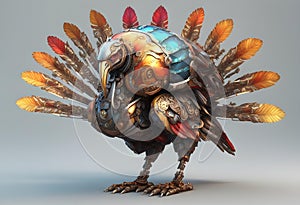 ornate mecha turkey thanksgiving 4k