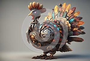 ornate mecha turkey thanksgiving 4k