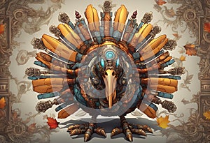 ornate mecha turkey thanksgiving 4k