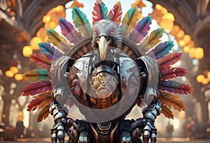 ornate mecha turkey thanksgiving 4k