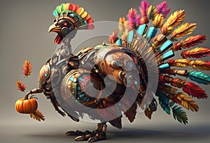 ornate mecha turkey thanksgiving 4k