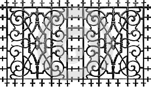 Ornate metal iron fence