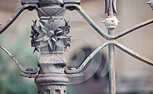 Ornate metal post in Palermo Italy