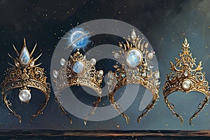 Ornate moonstone tiaras, bestowing lunar blessings and wisdom upon their wearers - Generative AI