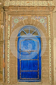 Ornate Moroccan Blue Door with Tiles