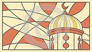 Ornate Mosque Dome with Abstract Geometric Pattern, vector design Generative AI