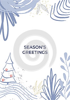 Ornate New Year greeting cards. Trendy creative Winter Holidays art templates