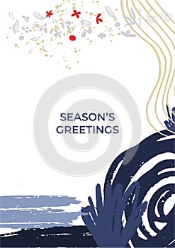 Ornate New Year greeting cards. Trendy creative Winter Holidays art templates