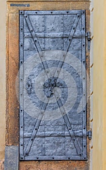 Ornate old metal door