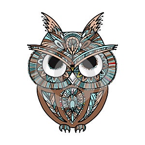 Ornate owl, zenart for your design