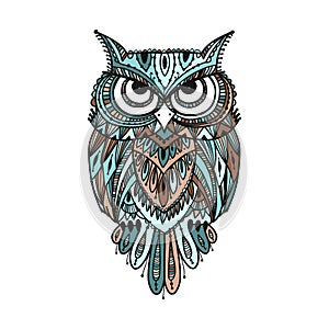 Ornate owl, zenart for your design