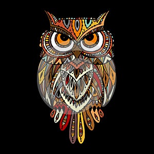 Ornate owl, zenart for your design