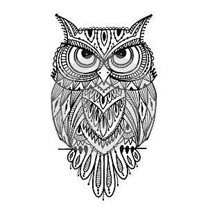 Ornate owl, zenart for your design