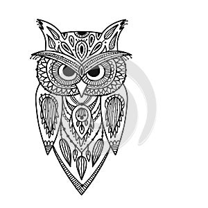 Ornate owl, zenart for your design