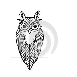 Ornate owl, zenart for your design