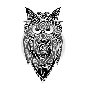 Ornate owl, zenart for your design photo