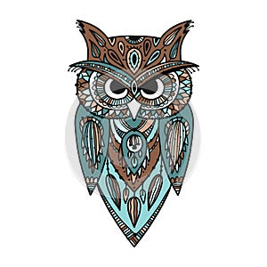 Ornate owl, zenart for your design photo