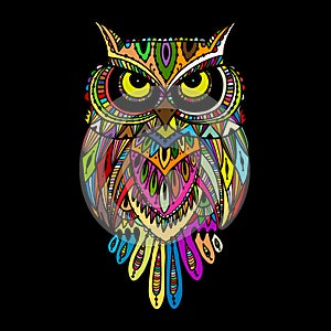 Ornate owl, zenart for your design photo