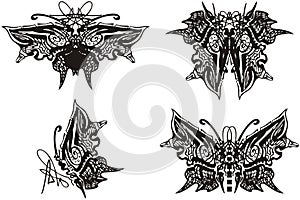 Ornate patterned butterfly wings tattoo