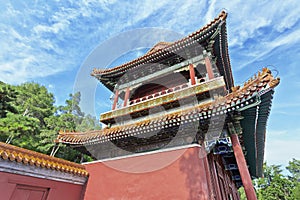 Ornate pavilion at Jing Shan park in Beijing, China