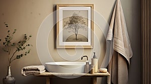 Ornate Photo Frame: Bathroom Sink Under A Tree Framed Art