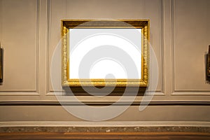 Ornate Picture Frame Art Gallery Museum Exhibit Interior White C photo