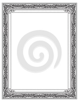 Ornate rectangular black frame for page decoration, title, card, label.