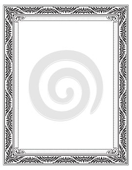 Ornate rectangular black frame for page decoration, title, card, label.