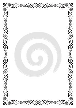 Ornate rectangular black frame for page decoration, title, card, label