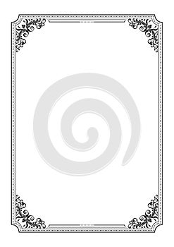 Ornate rectangular black frame, A4.