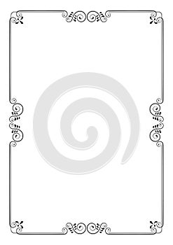 Ornate rectangular black frame, A4.