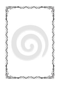 Ornate rectangular black frame, A4.