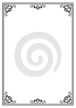 Ornate rectangular black frame, A4