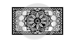 Ornate Rectangular Floral Pattern Art, vector design Generative AI