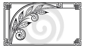 Ornate Rectangular Frame Corner Leaf Scroll, vector design Generative AI