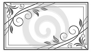 Ornate Rectangular Frame with Elegant Floral Scrolls, Decorative Border, vector design Generative AI