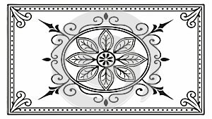 Ornate Rectangular Frame with Floral Center Vector, vector design Generative AI