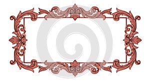 Ornate rectangular frame with intricate Baroque-style scrollwork. Decorative leaves and photo