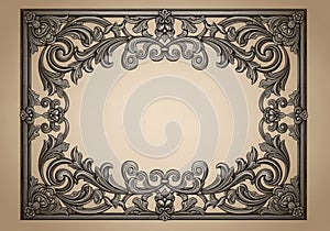 Ornate rectangular frame with intricate floral and leaf patterns in a