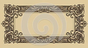 Ornate rectangular frame with intricate, swirling Rococo-style designs featuring photo