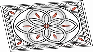 Ornate rectangular tile with floral pattern, classic elegant design, vector design Generative AI