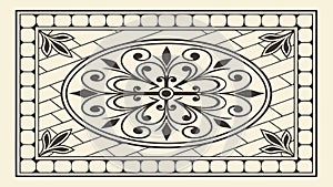 Ornate rectangular tile with intricate pattern, elegant floor design, vector design Generative AI