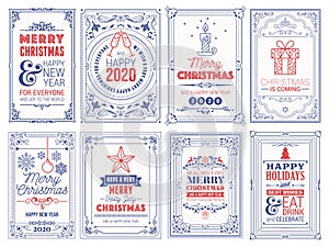 Ornate Rectangular winter holidays greeting cards