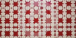 Ornate Red and Cream Star-Shaped Tile Pattern