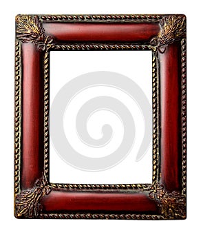 Ornate redwood antique picture frame with clipping photo